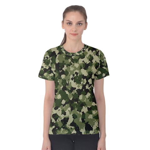 Dark Green Camouflage Army Women s Cotton Tee by McCallaCoultureArmyShop