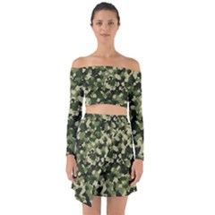Dark Green Camouflage Army Off Shoulder Top With Skirt Set by McCallaCoultureArmyShop