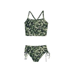 Dark Green Camouflage Army Girls  Tankini Swimsuit by McCallaCoultureArmyShop