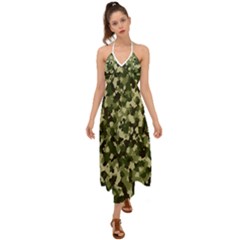 Dark Green Camouflage Army Halter Tie Back Dress  by McCallaCoultureArmyShop