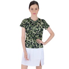 Dark Green Camouflage Army Women s Mesh Sports Top by McCallaCoultureArmyShop