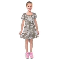 Tan Army Camouflage Kids  Short Sleeve Velvet Dress by mccallacoulture