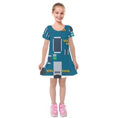 Amphisbaena Two Platform Dtn Node Vector File Kids  Short Sleeve Velvet Dress by Sapixe