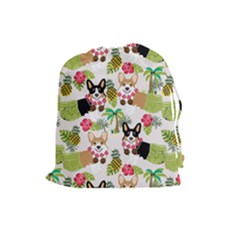 Corgis Hula Pattern Drawstring Pouch (large)