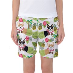 Corgis Hula Pattern Women s Basketball Shorts by Sapixe