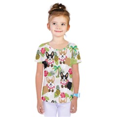 Corgis Hula Pattern Kids  One Piece Tee