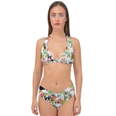 Corgis Hula Pattern Double Strap Halter Bikini Set by Sapixe