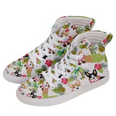 Corgis Hula Pattern Women s Hi-top Skate Sneakers