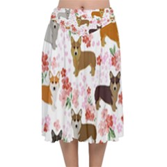 Corgis Corgi Pattern Velvet Flared Midi Skirt by Sapixe