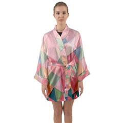 Background Geometric Triangle Long Sleeve Satin Kimono