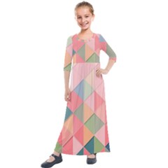 Background Geometric Triangle Kids  Quarter Sleeve Maxi Dress