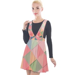 Background Geometric Triangle Plunge Pinafore Velour Dress