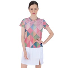 Background Geometric Triangle Women s Mesh Sports Top by Sapixe