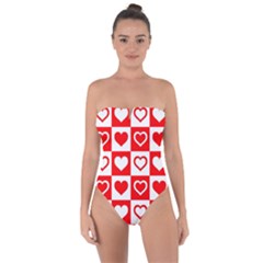 Background Card Checker Chequered Tie Back One Piece Swimsuit