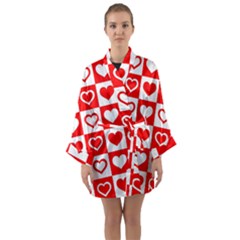 Background Card Checker Chequered Long Sleeve Satin Kimono