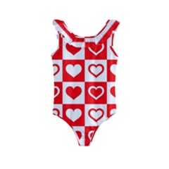 Background Card Checker Chequered Kids  Frill Swimsuit