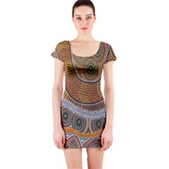 Aboriginal Traditional Pattern Short Sleeve Bodycon Dress