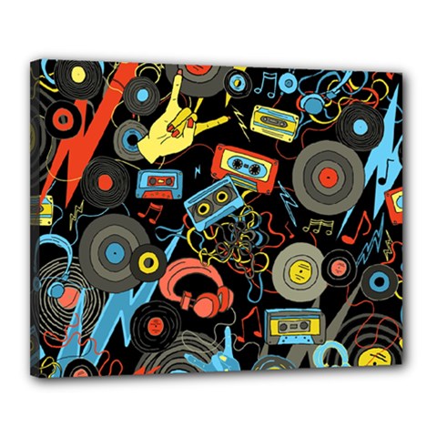 Music Pattern Canvas 20  x 16  (Stretched)