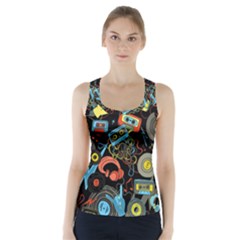 Music Pattern Racer Back Sports Top