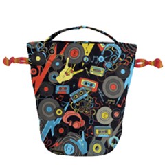 Music Pattern Drawstring Bucket Bag by Sapixe