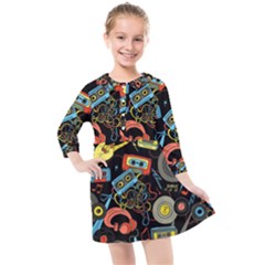 Music Pattern Kids  Quarter Sleeve Shirt Dress