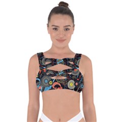 Music Pattern Bandaged Up Bikini Top