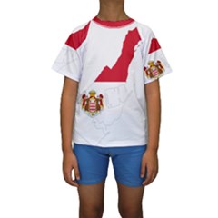 Monaco Country Europe Flag Borders Kids  Short Sleeve Swimwear