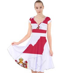 Monaco Country Europe Flag Borders Cap Sleeve Front Wrap Midi Dress by Sapixe