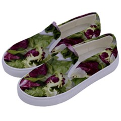 Salad Lettuce Vegetable Kids  Canvas Slip Ons