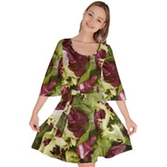 Salad Lettuce Vegetable Velour Kimono Dress