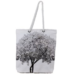 Nature Tree Blossom Bloom Cherry Full Print Rope Handle Tote (large)