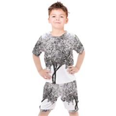 Nature Tree Blossom Bloom Cherry Kids  Tee And Shorts Set by Sapixe