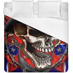 Confederate Flag Usa America United States Csa Civil War Rebel Dixie Military Poster Skull Duvet Cover (king Size)