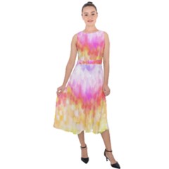 Rainbow Pontilism Background Midi Tie-back Chiffon Dress by Sapixe