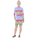 Rainbow Pontilism Background Button Long Sleeve Dress View2