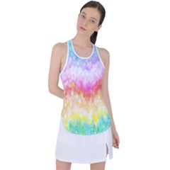 Rainbow Pontilism Background Racer Back Mesh Tank Top