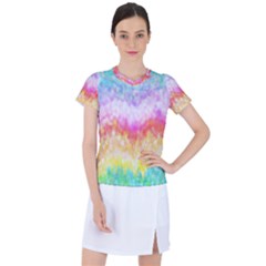 Rainbow Pontilism Background Women s Mesh Sports Top