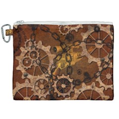 Steampunk Patter With Gears Canvas Cosmetic Bag (xxl) by FantasyWorld7