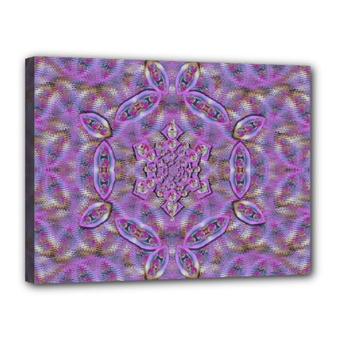 Skyscape In Rainbows And A Flower Star So Bright Canvas 16  X 12  (stretched) by pepitasart
