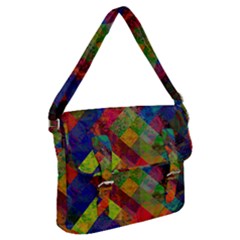 Abstract Colored Grunge Pattern Buckle Messenger Bag