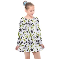 panda love Kids  Long Sleeve Dress