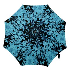 Blue Winter Tropical Floral Watercolor Hook Handle Umbrellas (large) by dressshop