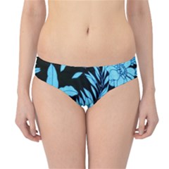 Blue Winter Tropical Floral Watercolor Hipster Bikini Bottoms