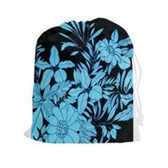 Blue Winter Tropical Floral Watercolor Drawstring Pouch (2xl)