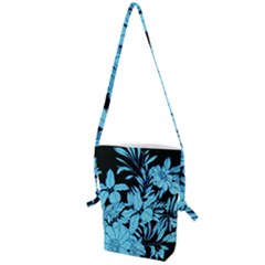 Blue Winter Tropical Floral Watercolor Folding Shoulder Bag