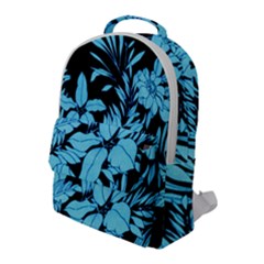 Blue Winter Tropical Floral Watercolor Flap Pocket Backpack (large)