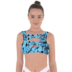 Blue Winter Tropical Floral Watercolor Bandaged Up Bikini Top by dressshop