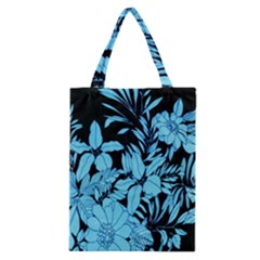 Blue Winter Tropical Floral Watercolor Classic Tote Bag