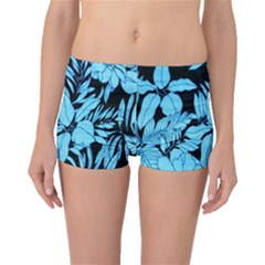 Blue Winter Tropical Floral Watercolor Boyleg Bikini Bottoms by dressshop