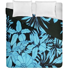 Blue Winter Tropical Floral Watercolor Duvet Cover Double Side (california King Size)